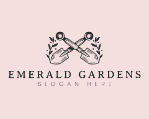 Shovel Garden Plant logo design