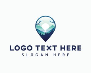 Mountain - Location Pin Travel logo design