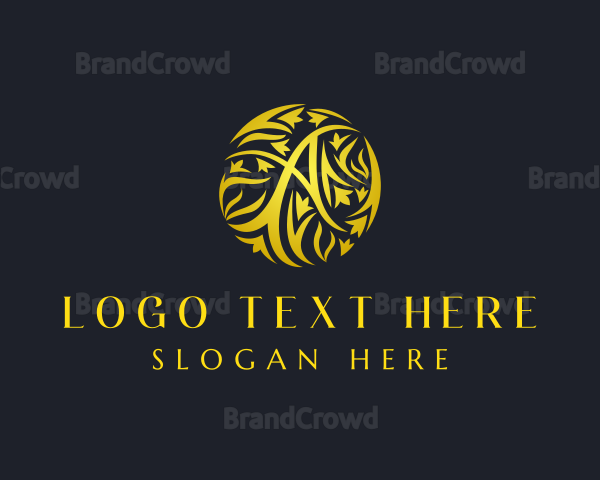 Golden Pattern Letter A Logo