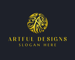 Golden Pattern Letter A  logo design