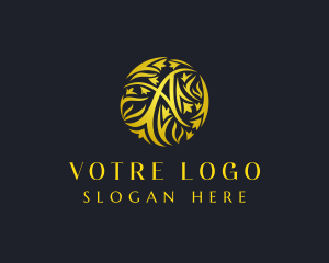 Florist - Golden Pattern Letter A logo design
