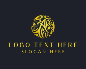 Floral - Golden Pattern Letter A logo design