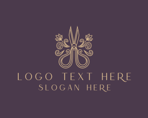 Rustic - Elegant Sewing Shears Scissors logo design