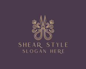 Elegant Sewing Shears Scissors logo design