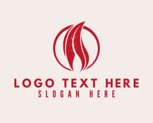 Heat - Red Leaf Flame logo design