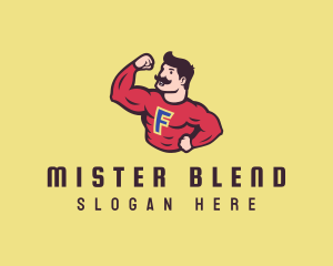 Mister - Muscle Man Letter F logo design
