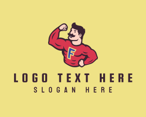 Superhero - Muscle Man Letter F logo design