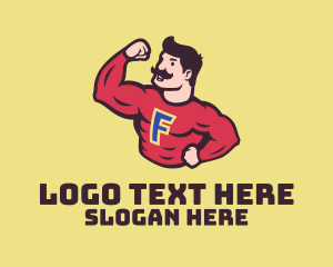 Muscle - Muscle Man Letter F logo design