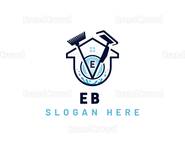 Home Cleaning Mop Broom Logo