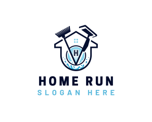 Home Cleaning Mop Broom logo design