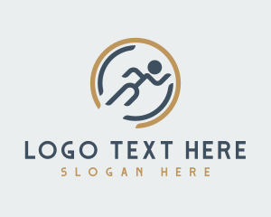 Stickman - Abstract Runner Emblem logo design