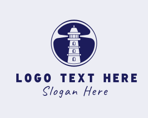 Tourist Spot - Beach Lighthouse Tower logo design