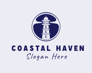 Beach Lighthouse Tower logo design