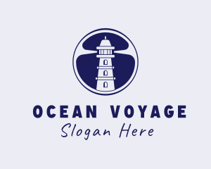 Beach Lighthouse Tower logo design