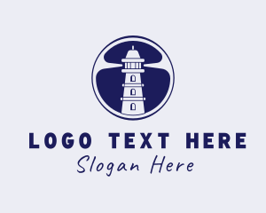 Navy - Beach Lighthouse Tower logo design