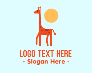 Kindergarten - Baby Giraffe Sun logo design