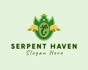 Winged Serpent Crest RIbbon logo design