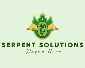 Serpent - Winged Serpent Crest RIbbon logo design