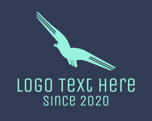 Feather - Blue Flying Bird logo design