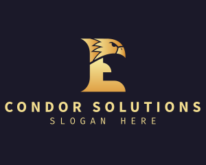 Condor - Eagle Head Letter E logo design