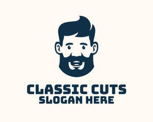 Blue Man Beard Grooming logo design