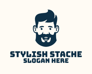 Blue Man Beard Grooming logo design