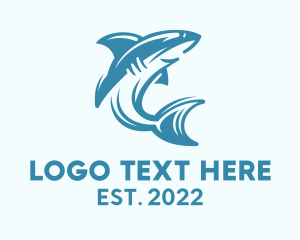Powerful - Great White Shark Wildlife logo design