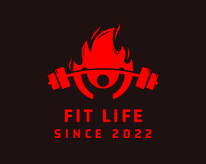 Fitness Weightlifting Fire logo design