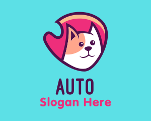 Happy Cute Pet Cat Badge Logo