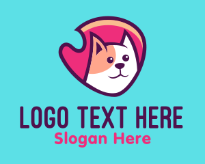 Cute - Happy Cute Pet Cat Badge logo design