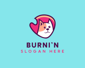 Happy Cute Pet Cat Badge logo design