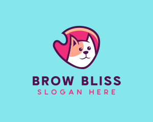 Happy Cute Pet Cat Badge logo design