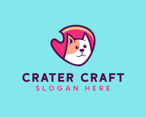 Happy Cute Pet Cat Badge logo design