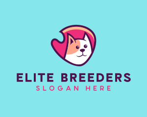 Happy Cute Pet Cat Badge logo design