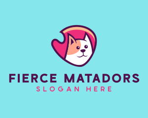 Happy Cute Pet Cat Badge logo design