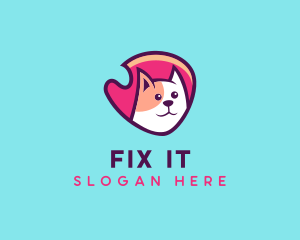 Happy Cute Pet Cat Badge logo design