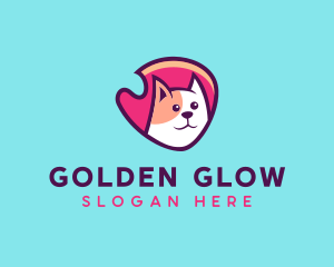 Happy Cute Pet Cat Badge logo design