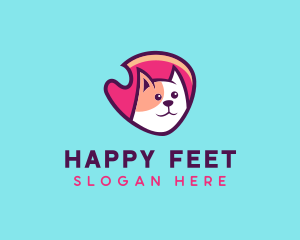 Happy Cute Pet Cat Badge logo design