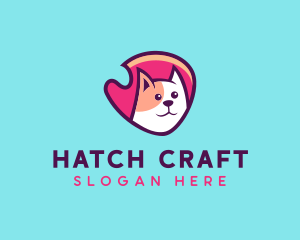 Happy Cute Pet Cat Badge logo design