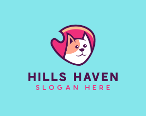 Happy Cute Pet Cat Badge logo design