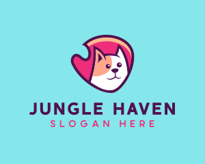 Happy Cute Pet Cat Badge logo design