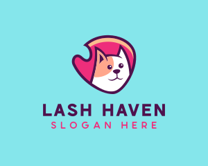 Happy Cute Pet Cat Badge logo design