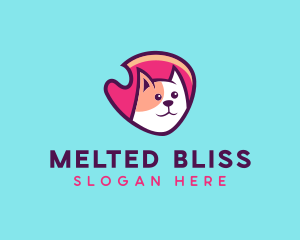 Happy Cute Pet Cat Badge logo design