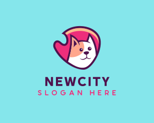 Happy Cute Pet Cat Badge logo design