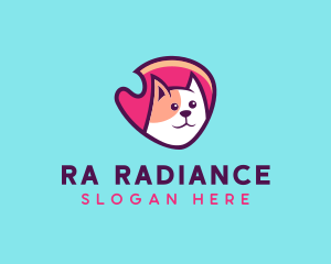 Happy Cute Pet Cat Badge logo design