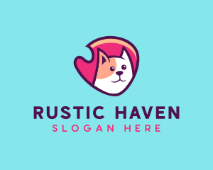 Happy Cute Pet Cat Badge logo design