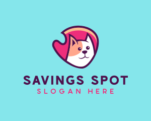 Happy Cute Pet Cat Badge logo design