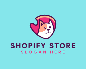 Happy Cute Pet Cat Badge logo design