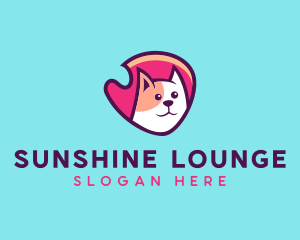 Happy Cute Pet Cat Badge logo design