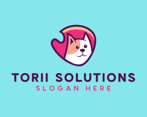 Happy Cute Pet Cat Badge logo design